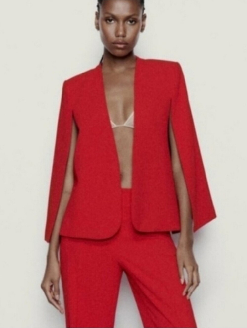 ZARA CAPE BLAZER JACKET RED SIZE S - Picture 5 of 16